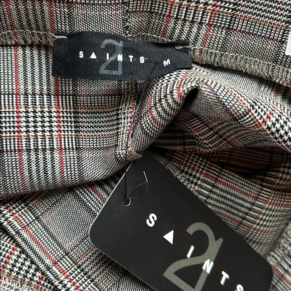 21 Saints Plaid‎ Skirt Mini Grey Red Check Tartan Size Medium NWT - Picture 3 of 6